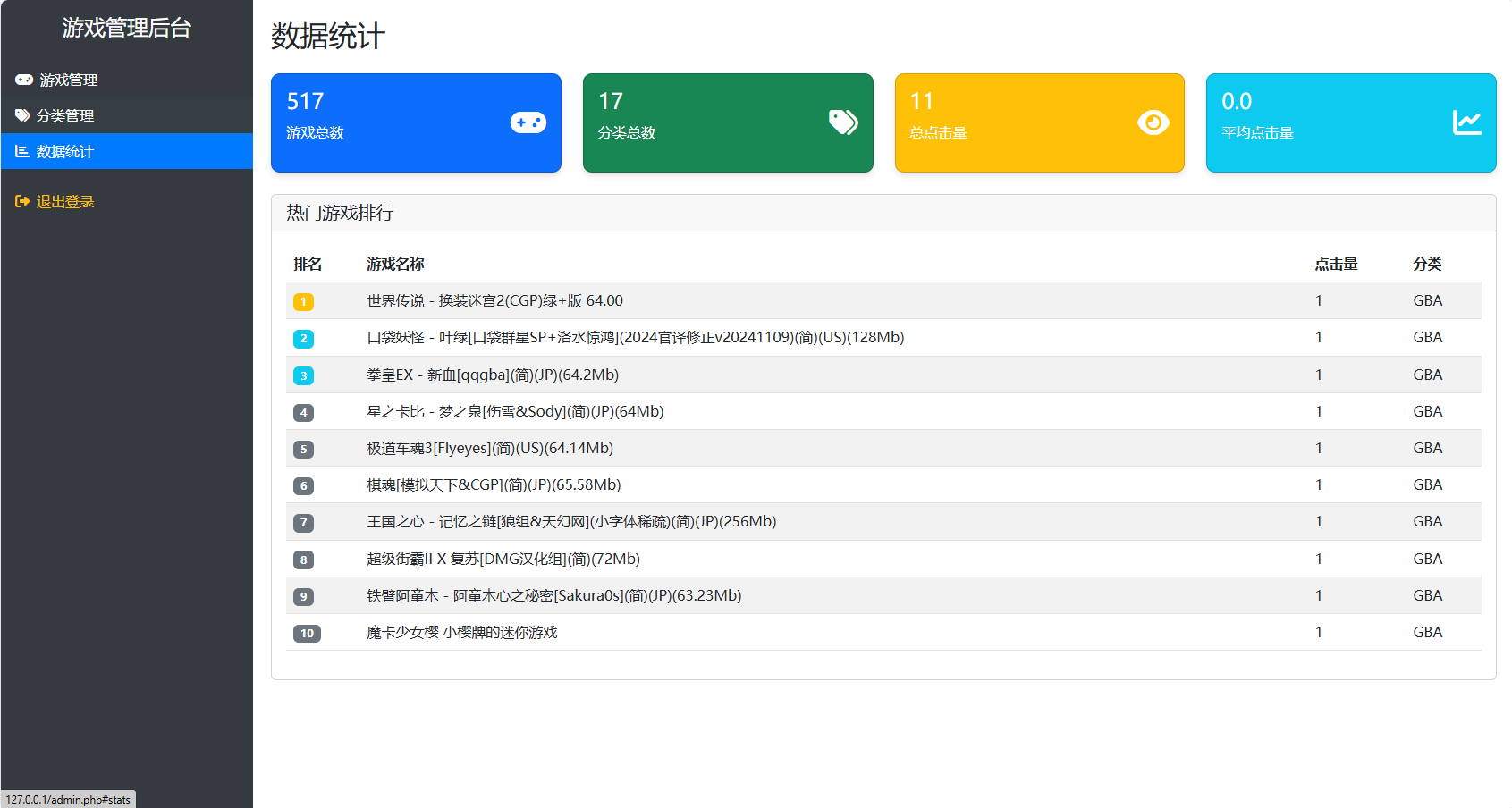 怀旧自适应网页在线GBA小游戏【GBA模拟器】最新整理WIN系服务端+Linux手工服务端+管理后台+支持手柄+存档